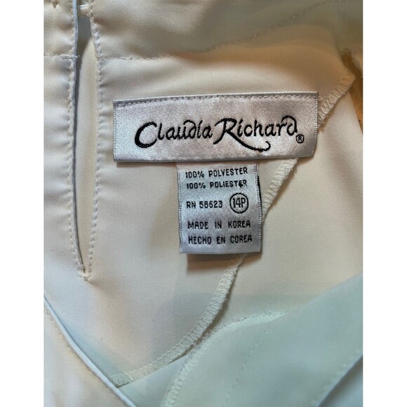 Vintage 80s Claudia Richard Blouse Ivory White Short Sleeve Keyhole‎ Career 14 - Picture 3 of 11